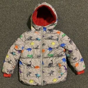 Kids Dinosaur Print Puffer Jacket